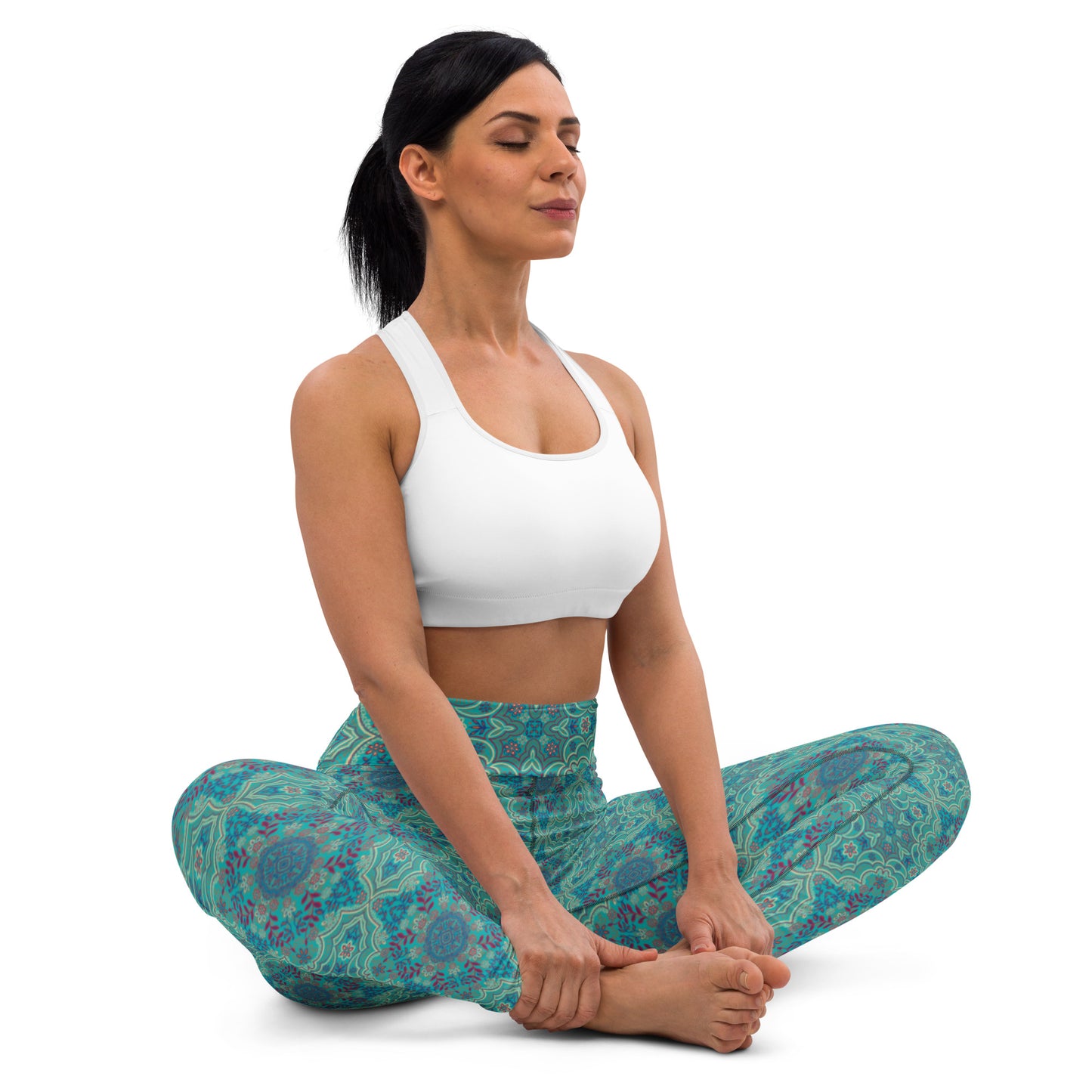 360 Lifestyle Yoga Leggings Turquoise Infatuation print