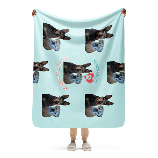 Roscoe and Ivy Granny's Furbabies Sherpa blanket