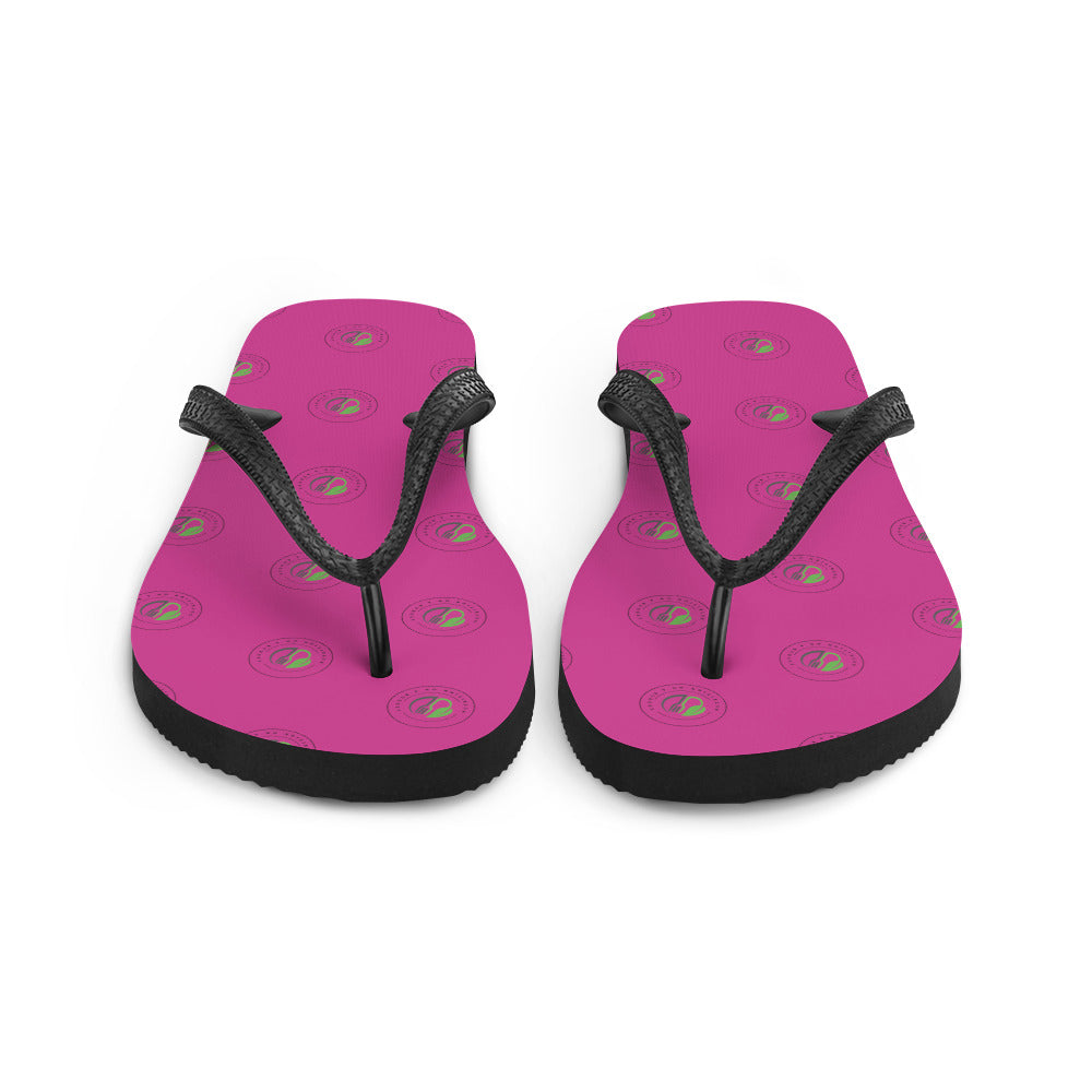 NOAB Hot pink polka logo Flip-Flops