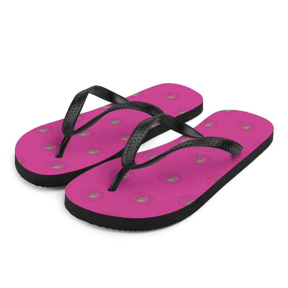 NOAB Hot pink polka logo Flip-Flops