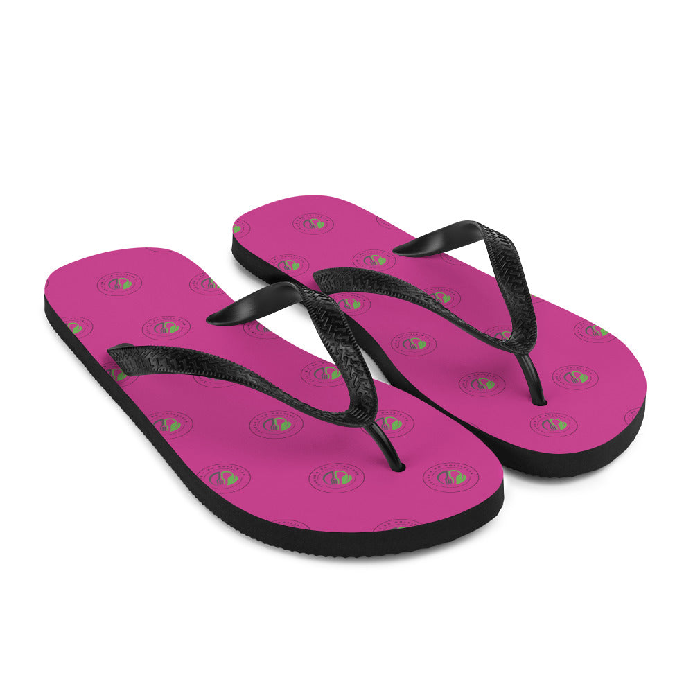 NOAB Hot pink polka logo Flip-Flops