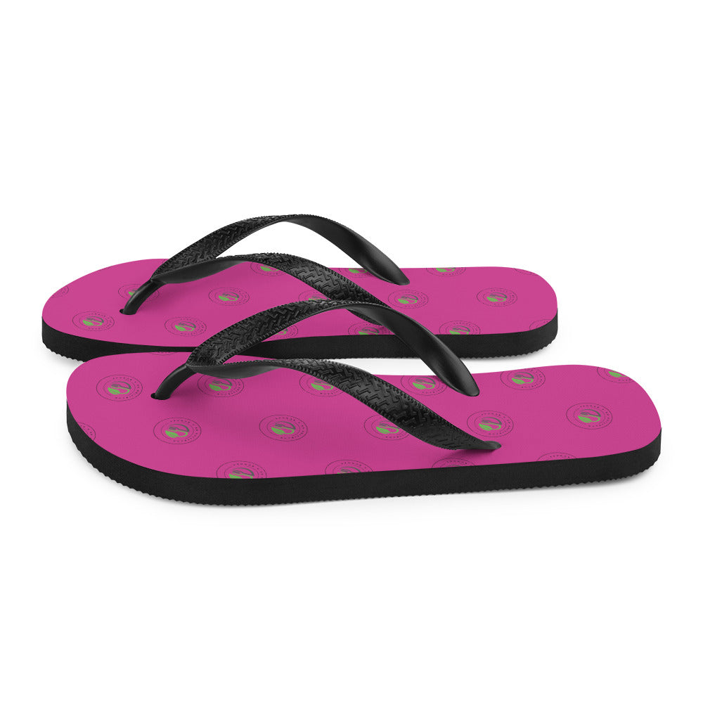 NOAB Hot pink polka logo Flip-Flops