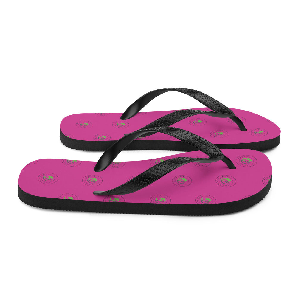 NOAB Hot pink polka logo Flip-Flops