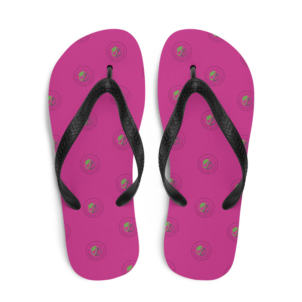 NOAB Hot pink polka logo Flip-Flops