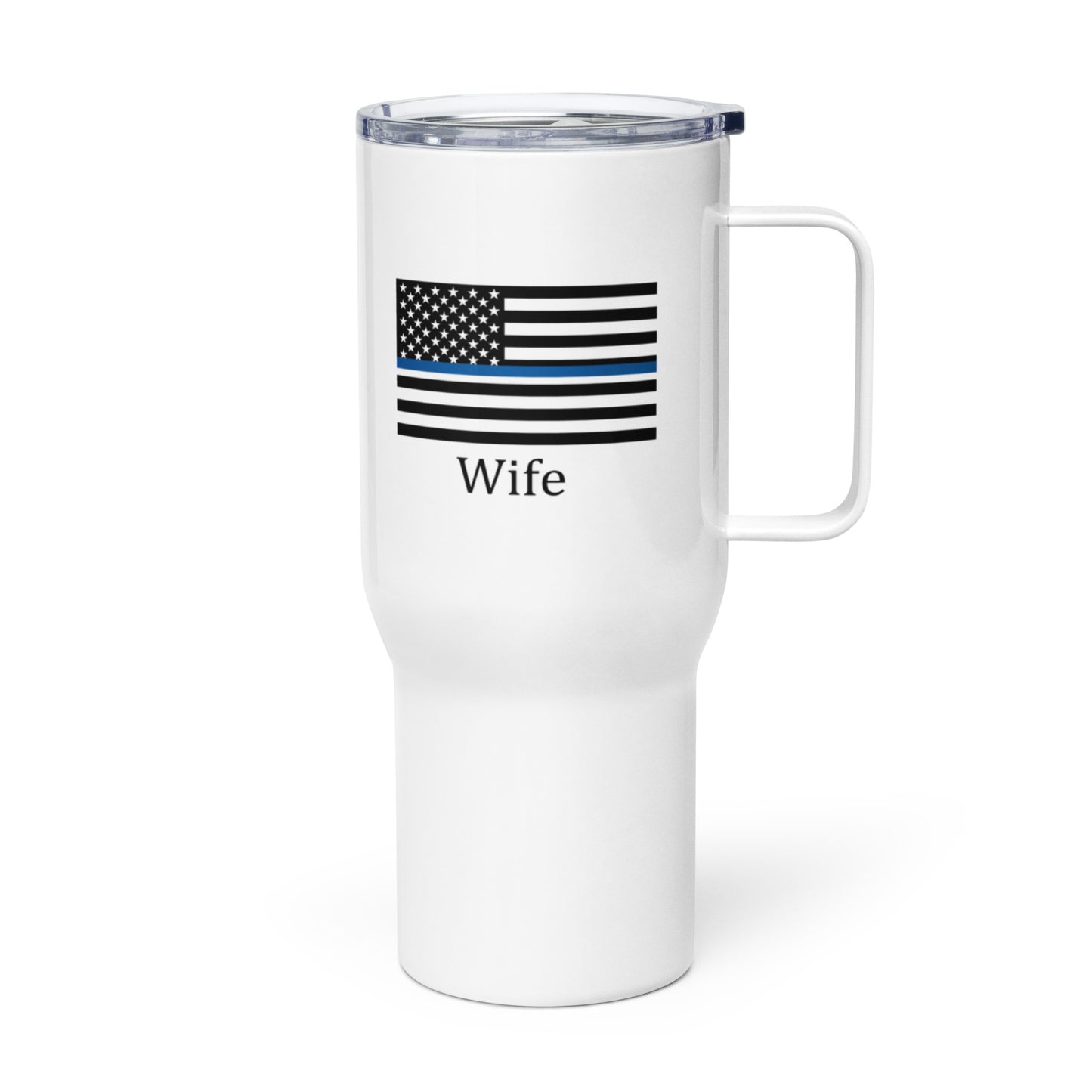 Police Flag Travel mug with a handle fre