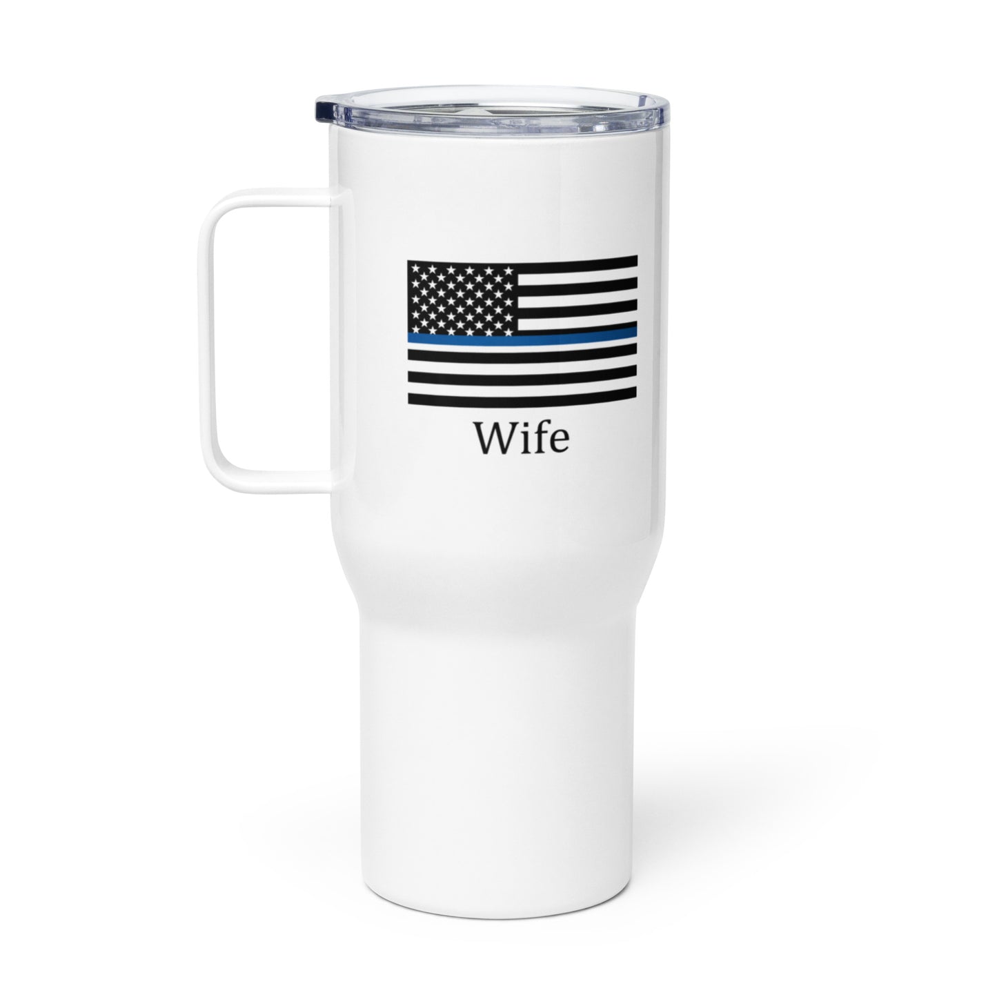 Police Flag Travel mug with a handle fre