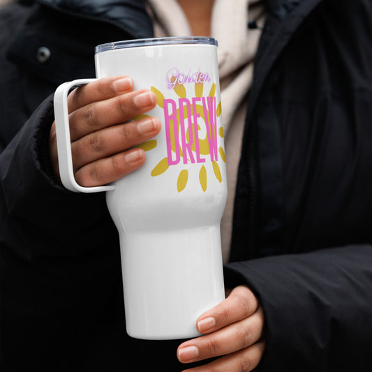 Golden Brew Travel mug with a handle