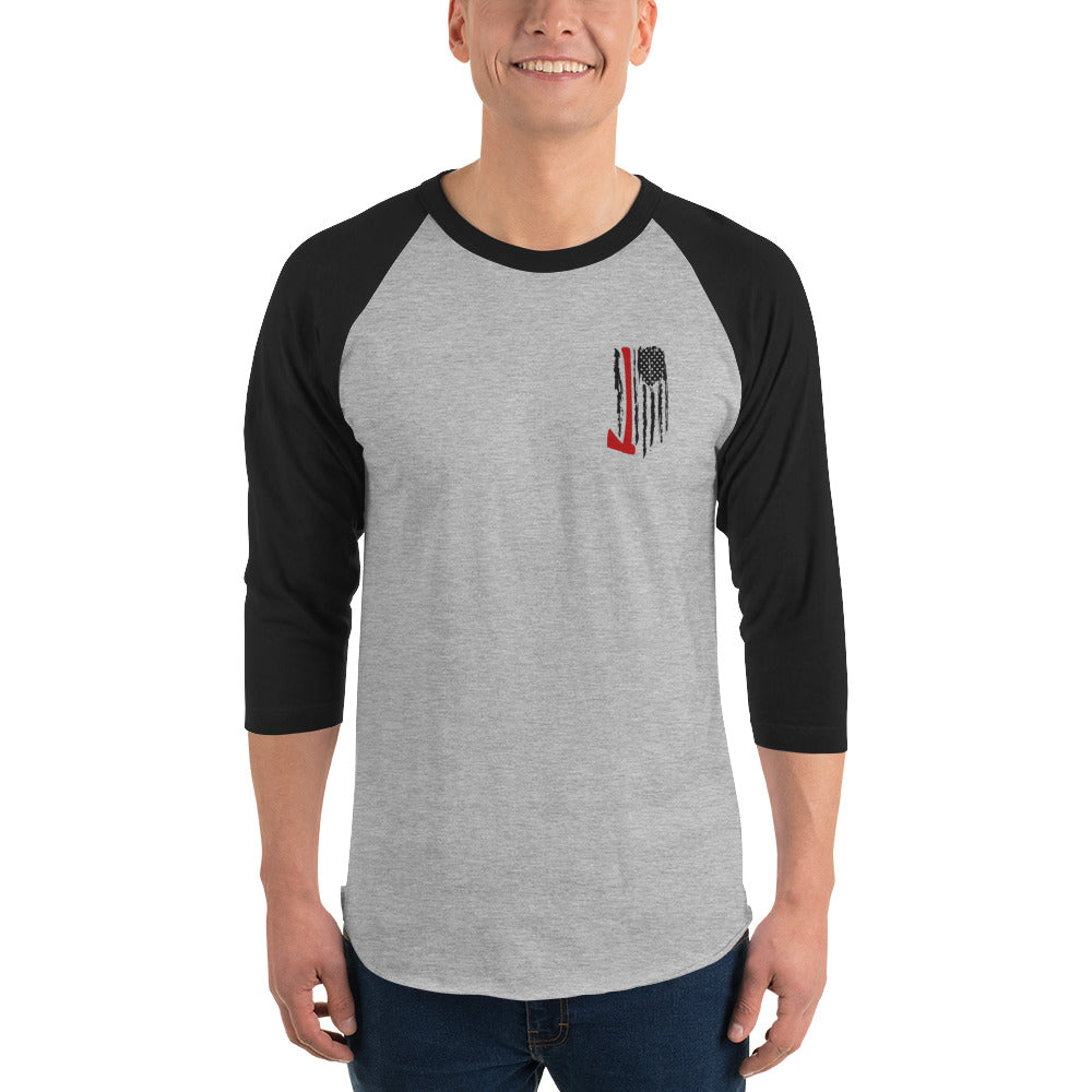 Firefighter flag 3/4 sleeve raglan shirt