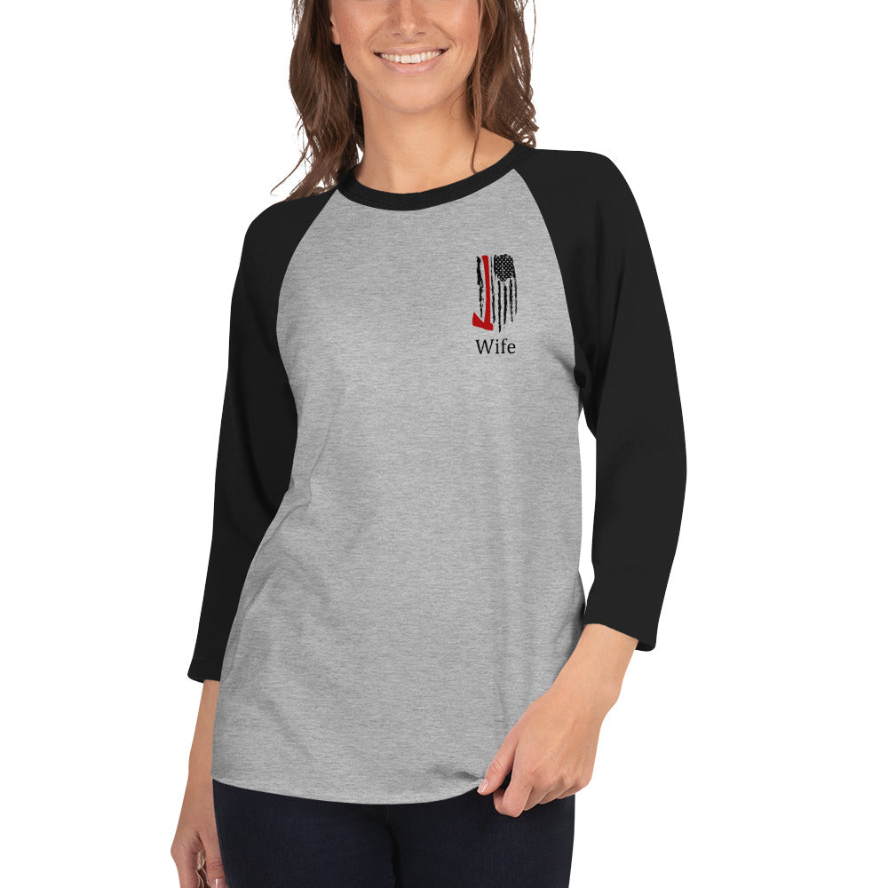 Firefighter Wife 3/4 sleeve raglan shirt