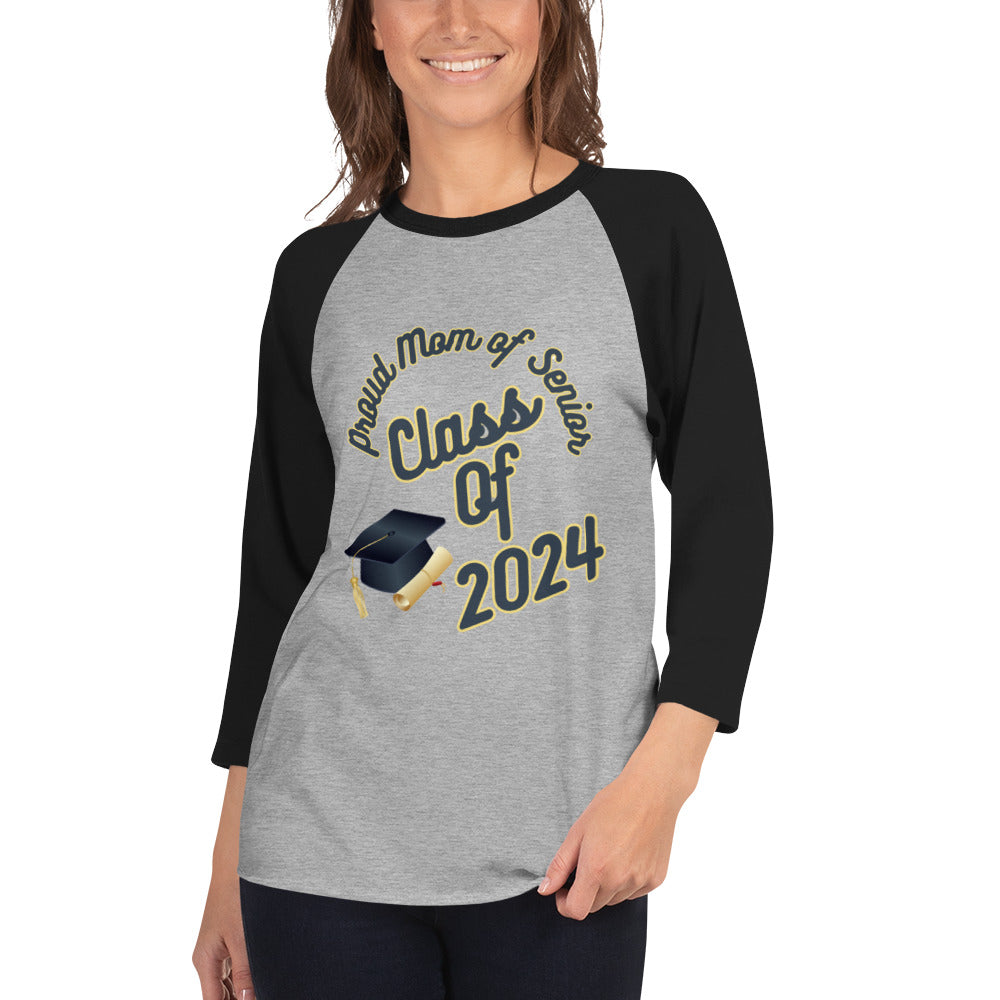 Proud Mom Graduation 2024 3/4 sleeve raglan shirt dbd