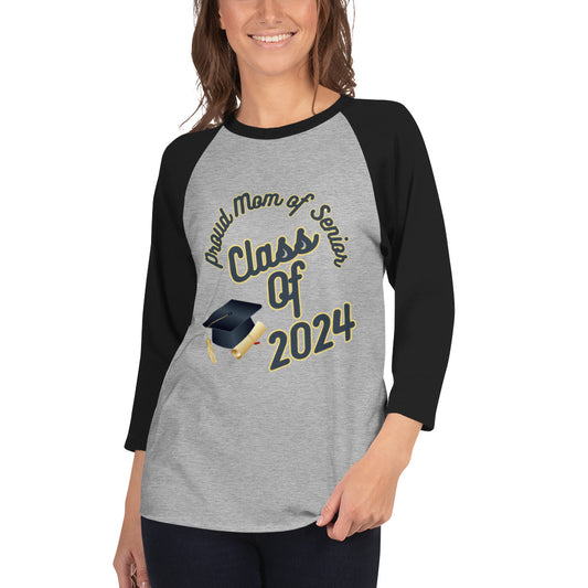 Proud Mom Graduation 2024 3/4 sleeve raglan shirt dbd