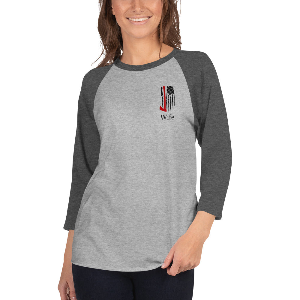 Firefighter Wife 3/4 sleeve raglan shirt