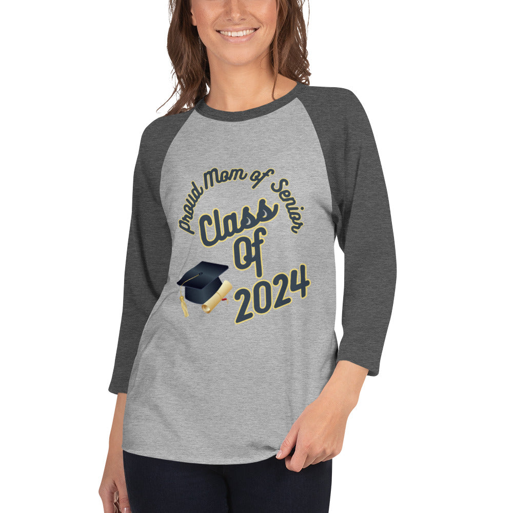 Proud Mom Graduation 2024 3/4 sleeve raglan shirt dbd