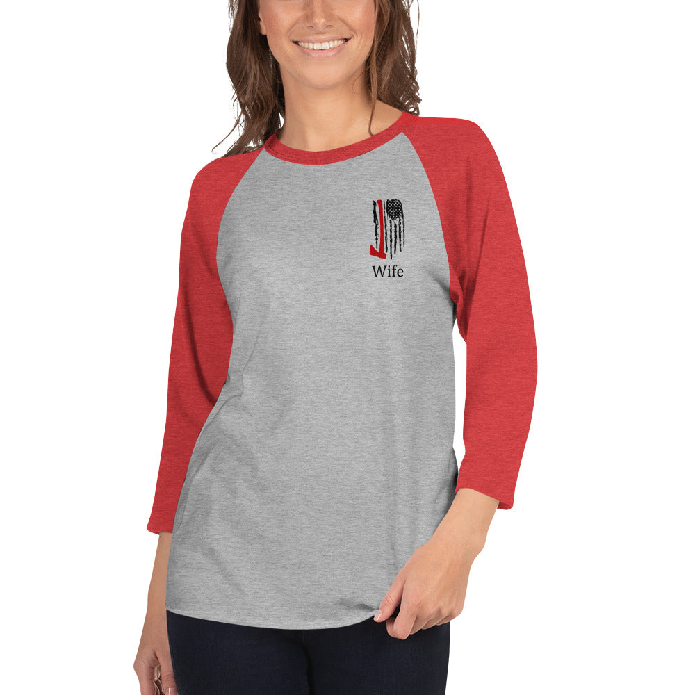 Firefighter Wife 3/4 sleeve raglan shirt