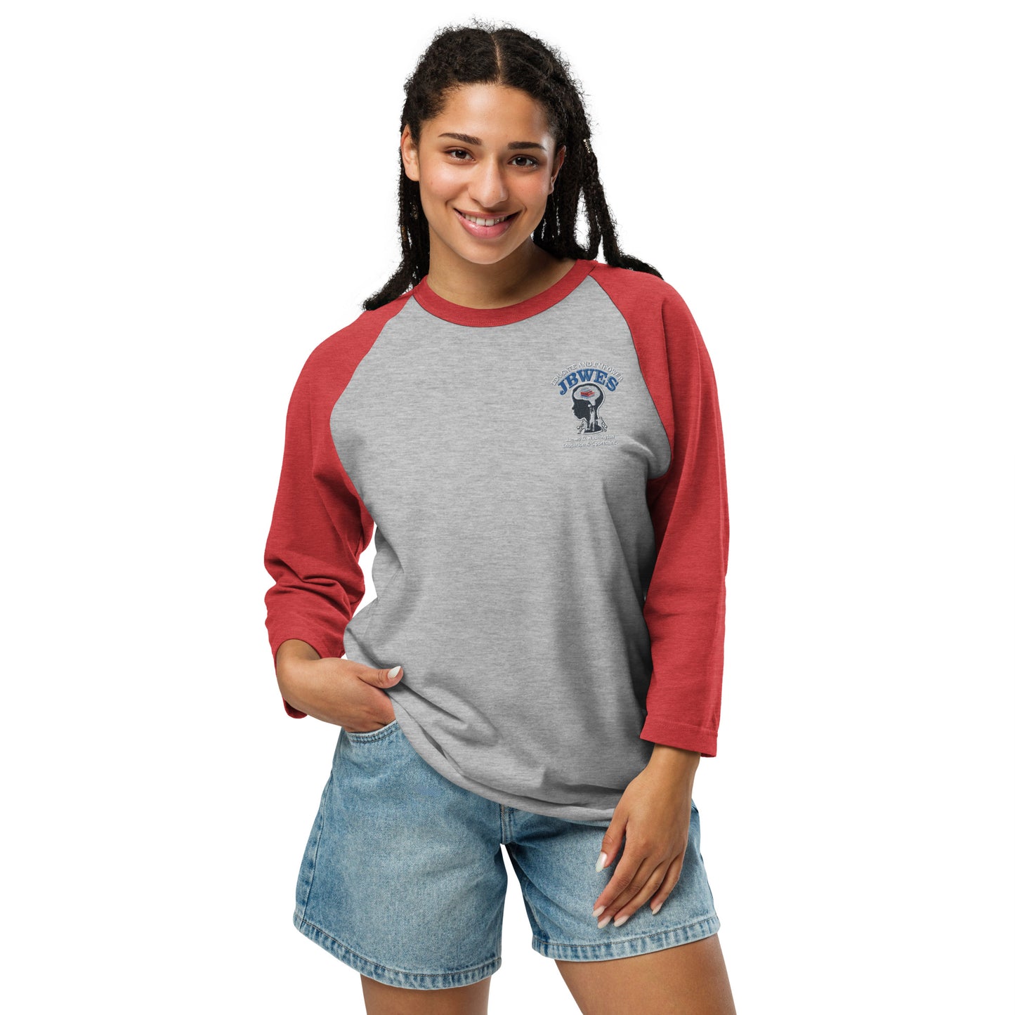 JBWES Embroidered 3/4 sleeve raglan shirt