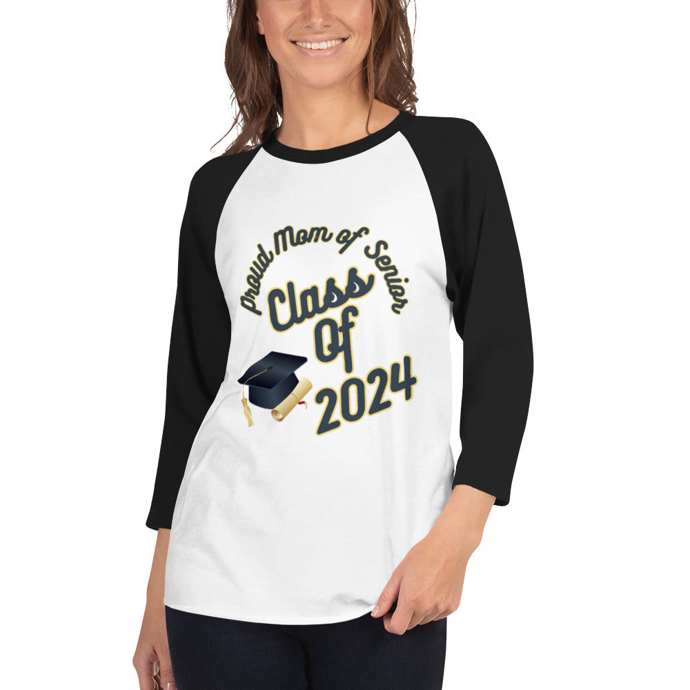 Proud Mom Graduation 2024 3/4 sleeve raglan shirt dbd