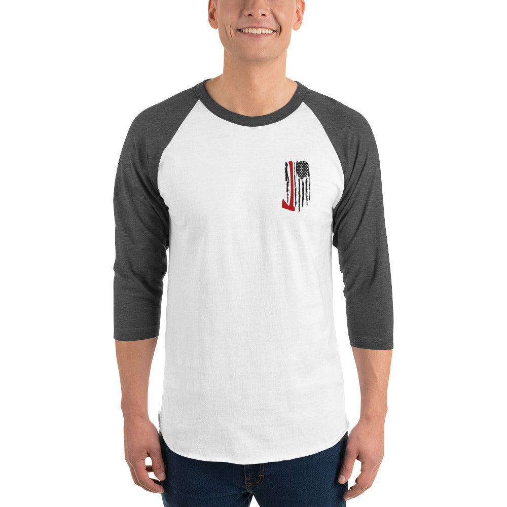 Firefighter flag 3/4 sleeve raglan shirt