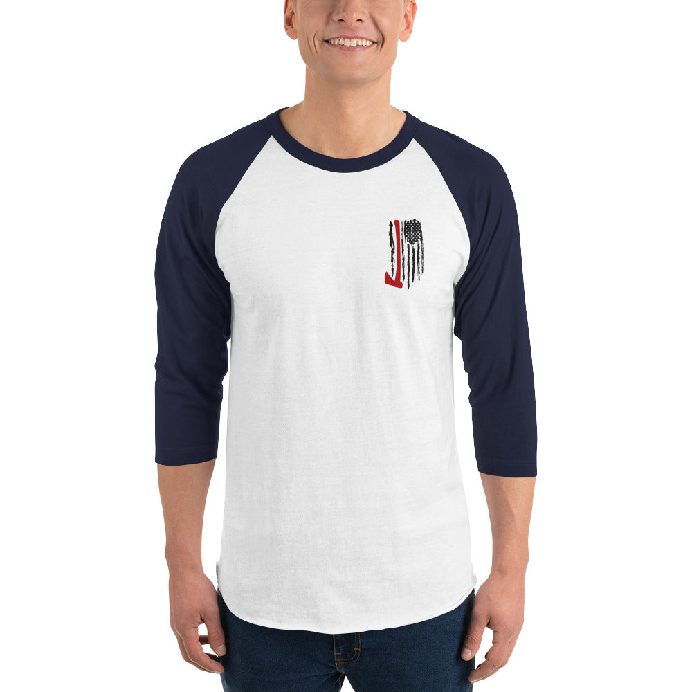 Firefighter flag 3/4 sleeve raglan shirt