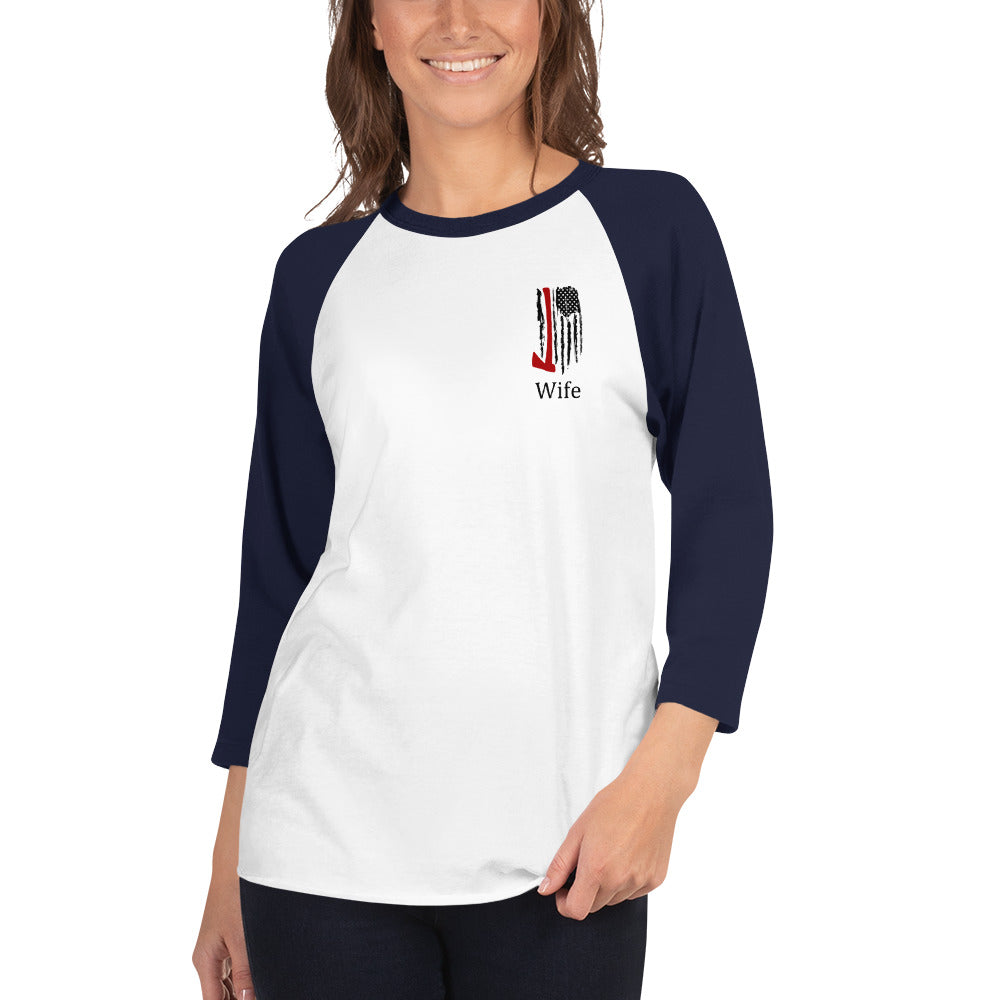 Firefighter Wife 3/4 sleeve raglan shirt