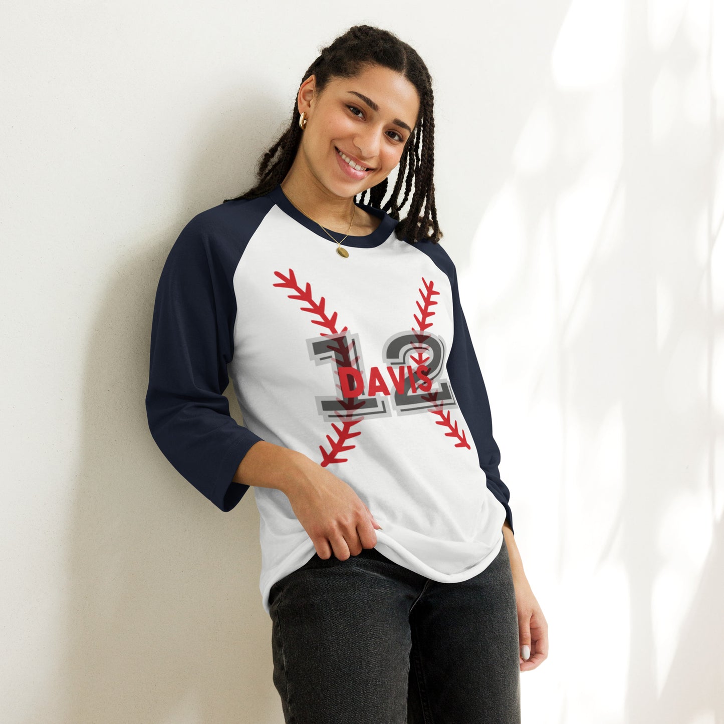 Baseball Mom -DO NOT ORDER_ Email me to personalize-3/4 sleeve raglan shirt dbd ilmt