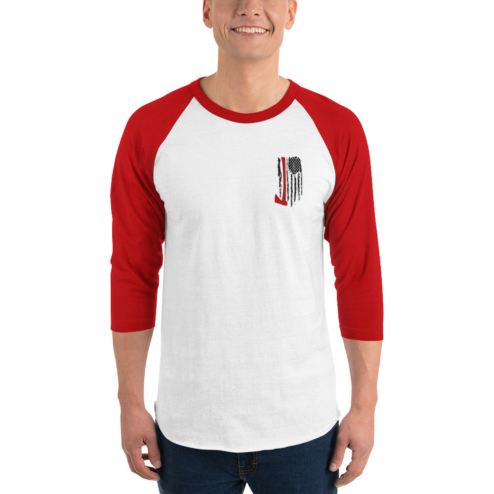 Firefighter flag 3/4 sleeve raglan shirt