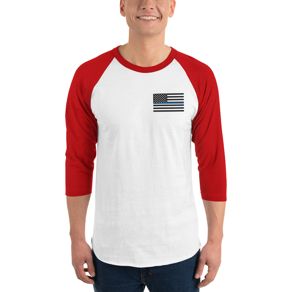 Police blue line flag 3/4 sleeve raglan shirt fre