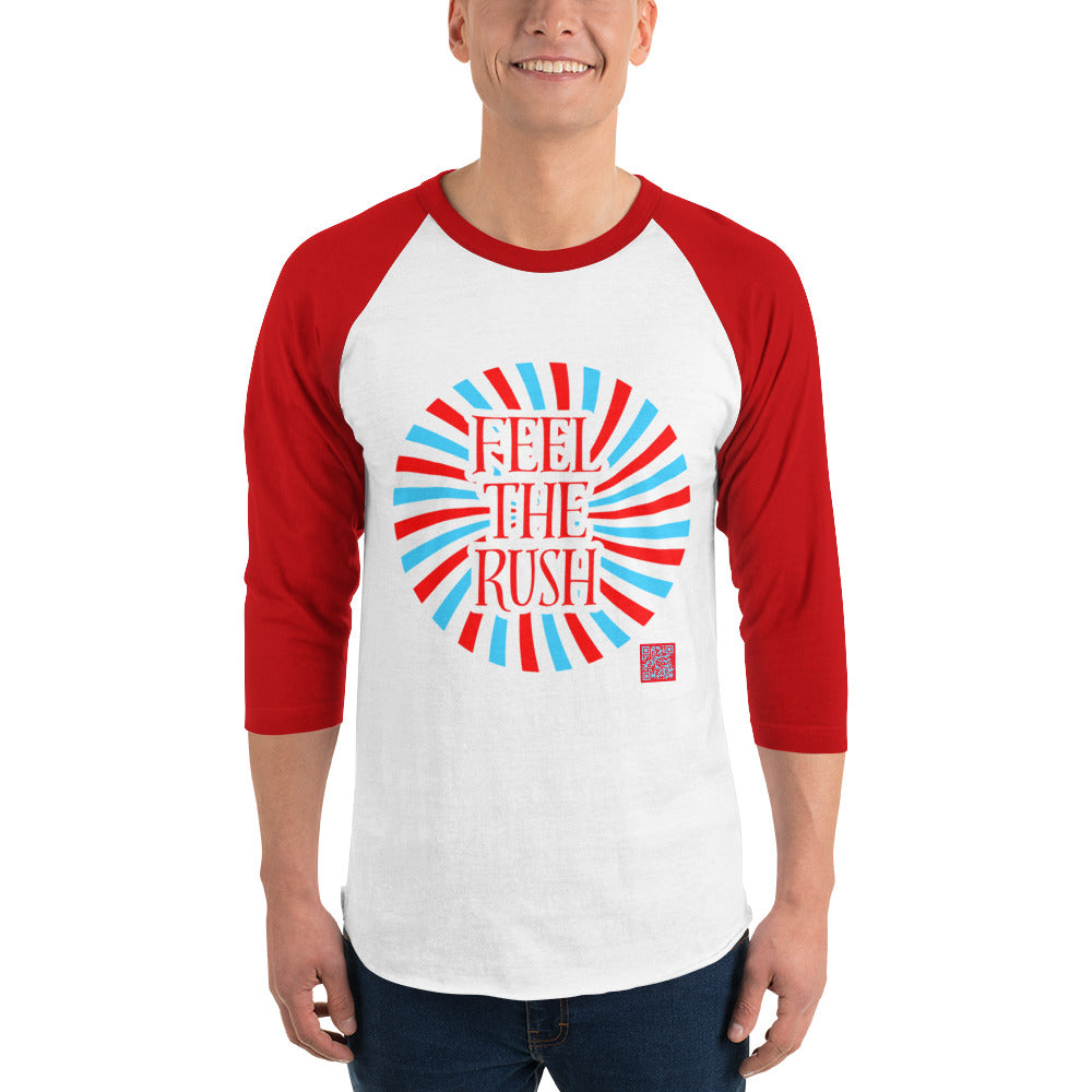 QR Code (personalized) Feel the Rush with 3/4 sleeve raglan shirt