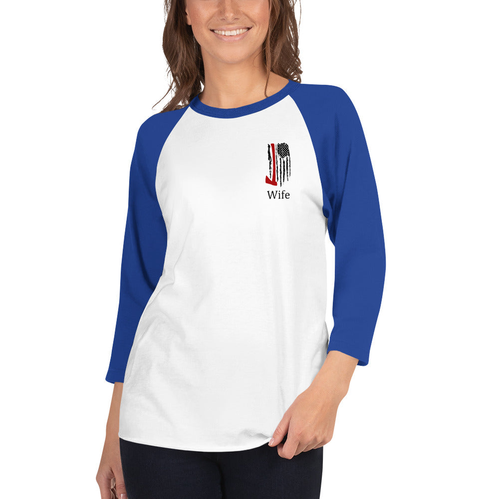 Firefighter Wife 3/4 sleeve raglan shirt