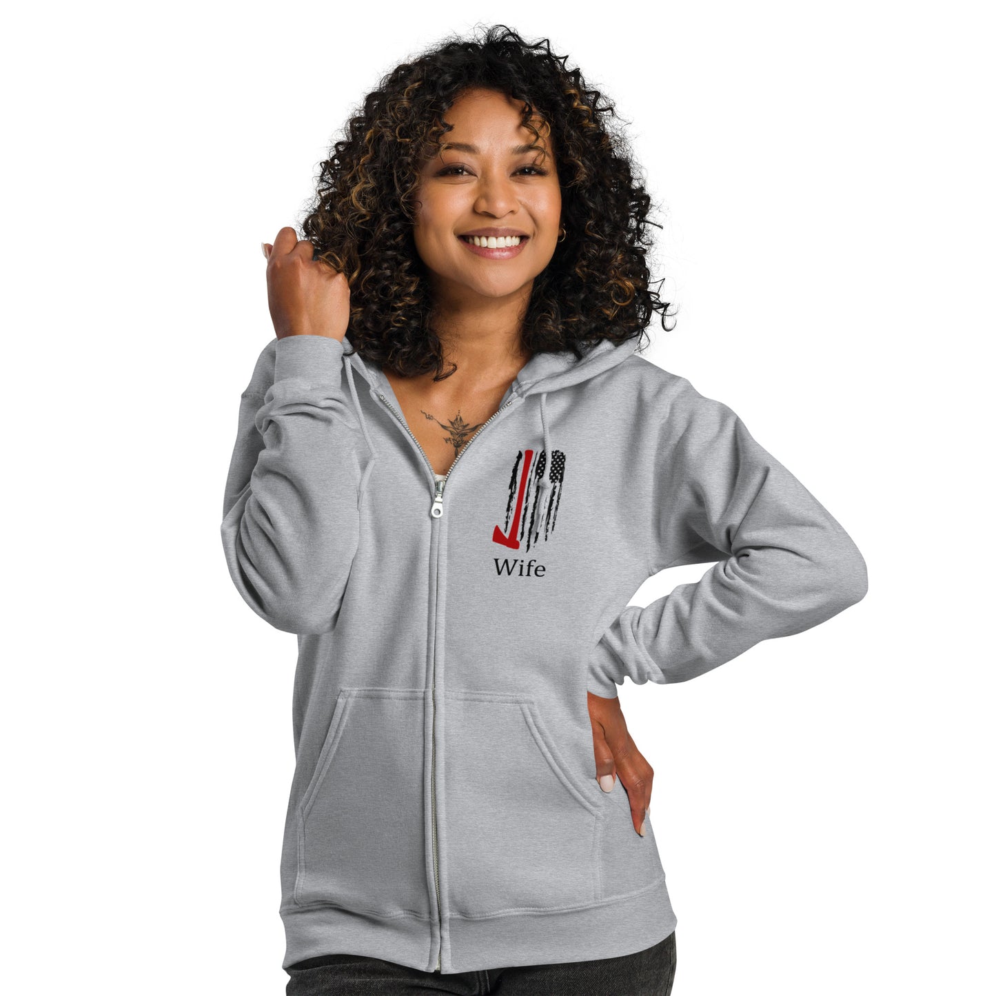 Firefighter wife Unisex heavy blend zip hoodie fre