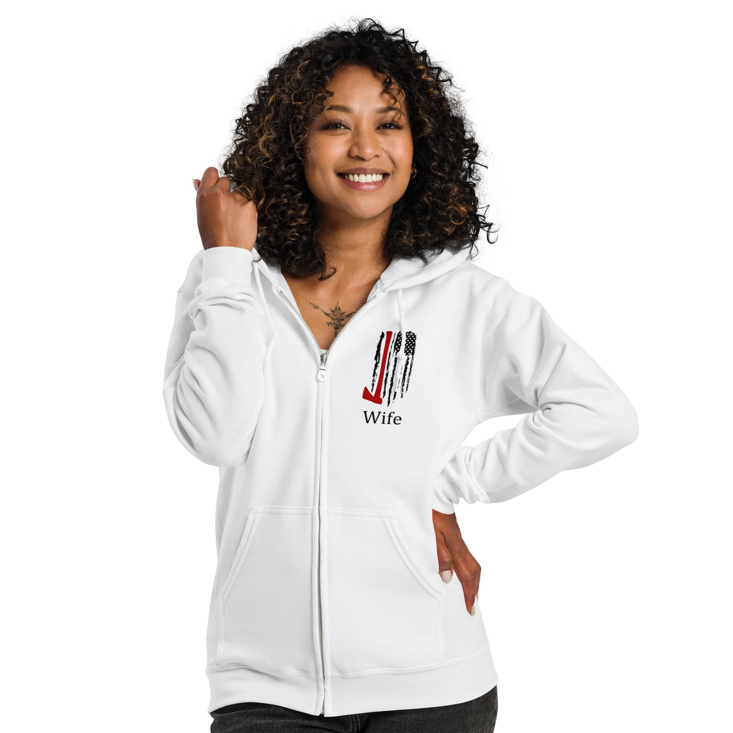 Firefighter wife Unisex heavy blend zip hoodie fre