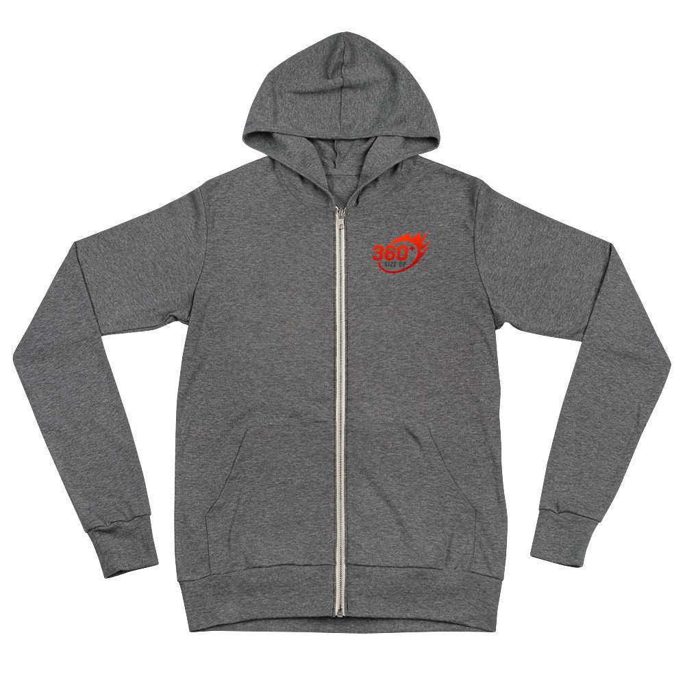 360 Size Up brand Unisex zip hoodie