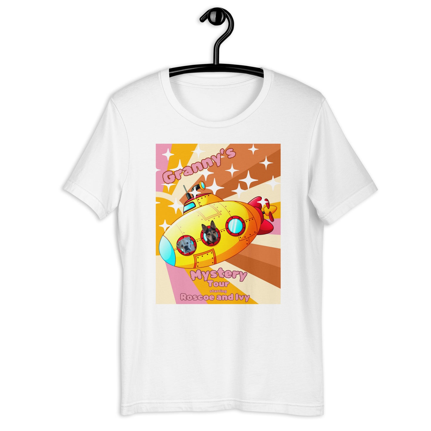 Granny's Tour with Roscoe and IvyUnisex t-shirt front only