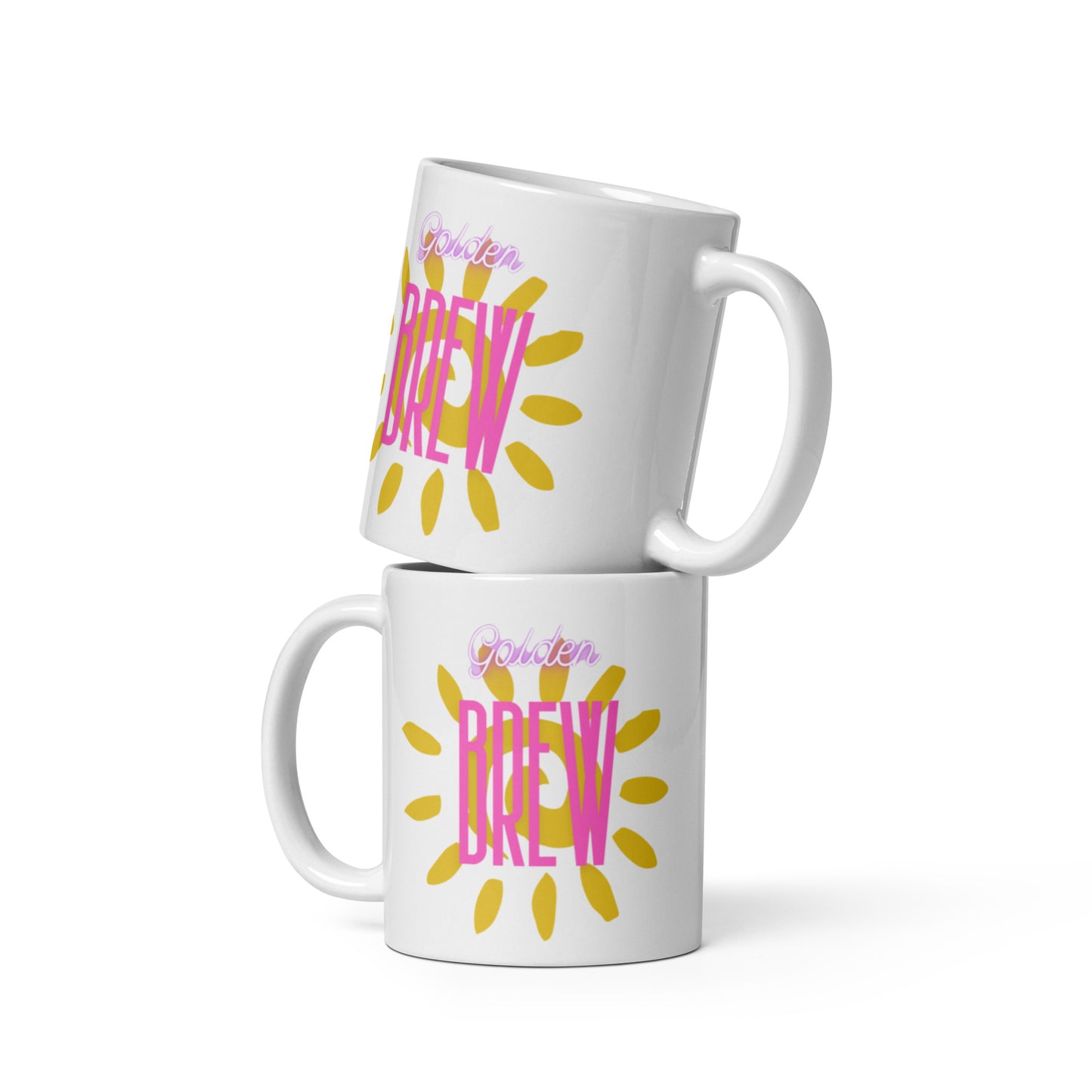 Golden Brew with sunshine White glossy mug