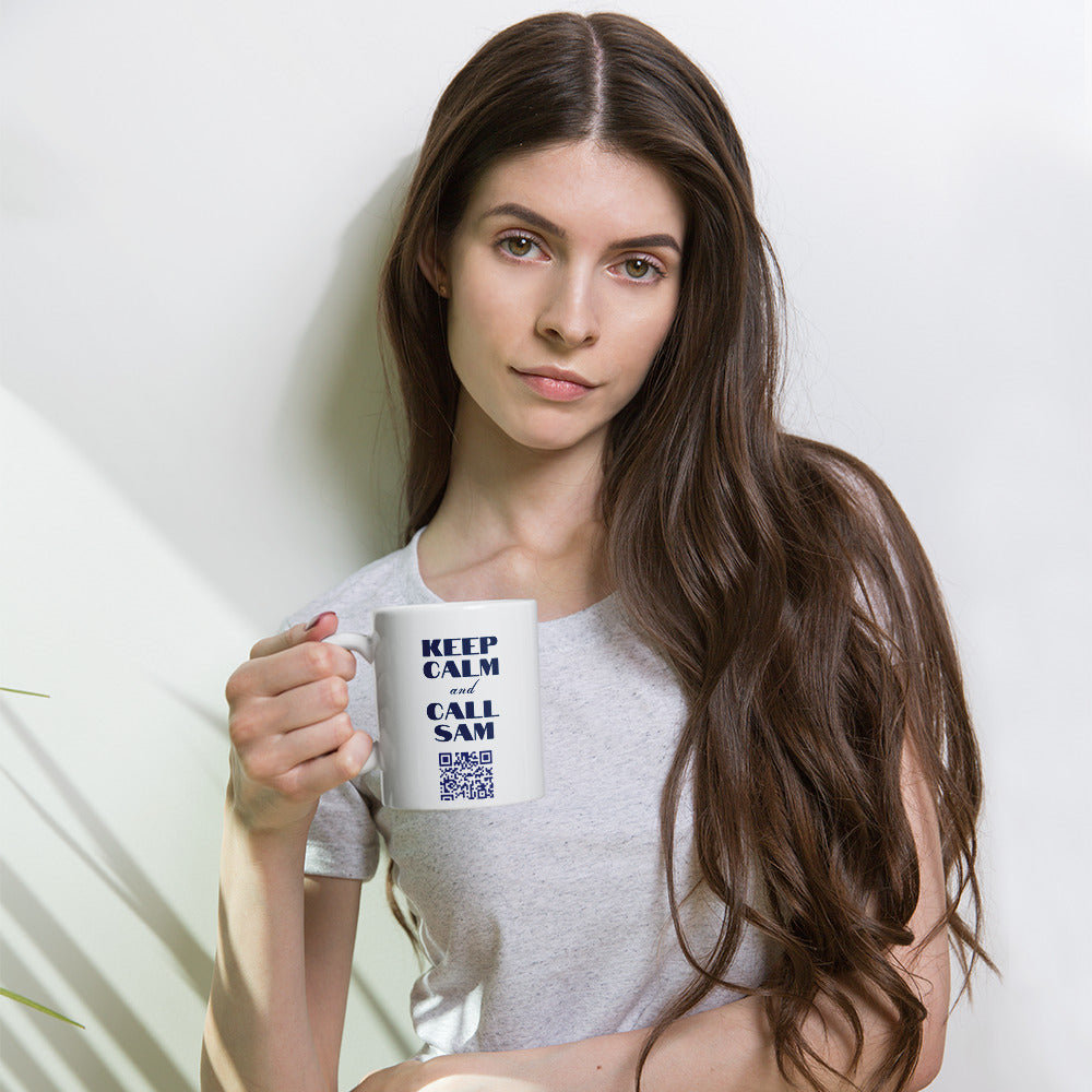 Keep Calm and Call Sam White glossy mug