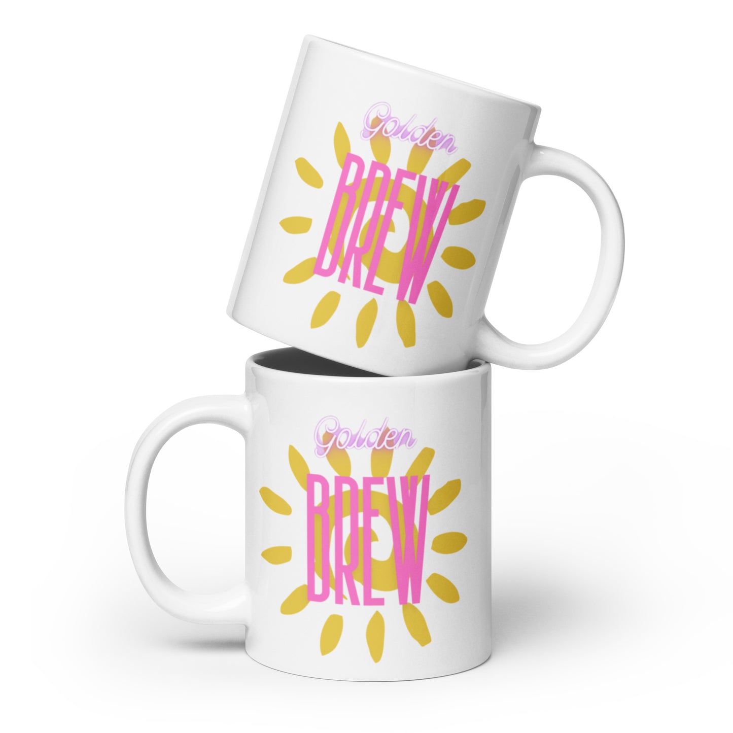 Golden Brew with sunshine White glossy mug