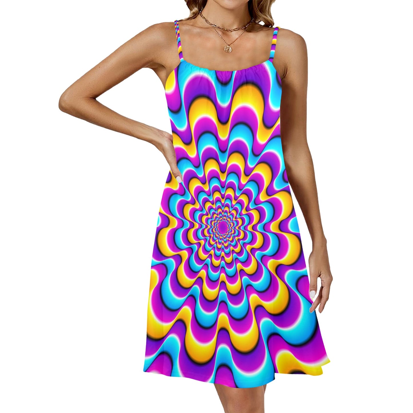 360 Lifestyle Halter Dress Optical Illusion Print