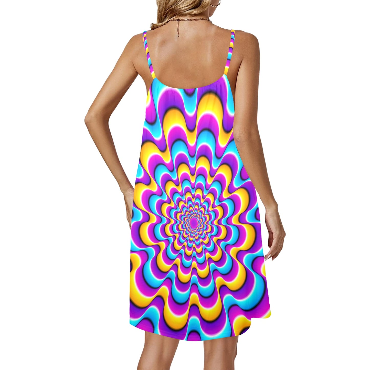 360 Lifestyle Halter Dress Optical Illusion Print